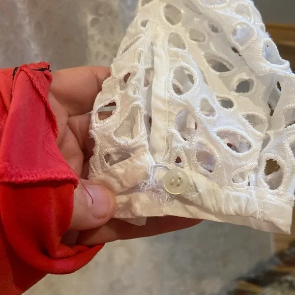 J.CREW  EYELET TIERED
EMBROIDERED POPOVER DRESS -
WHITE - Size Medium - Picture 5 of 9